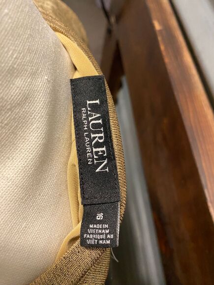 Lauren Ralph Lauren Gold Long Sleeve Ruched Sheath Dress Size 16 - Picture 5 of 14